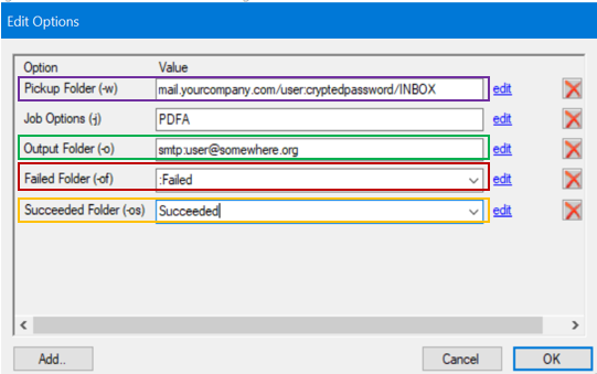 Output folders